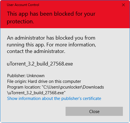 This App Has Been Blocked For Your Protection